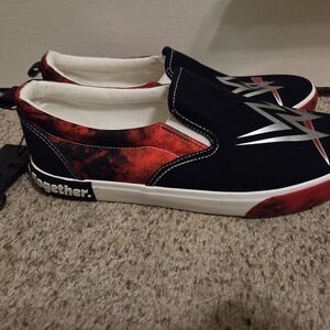 WWE Black & Red Slip-On Graphic Loafers
